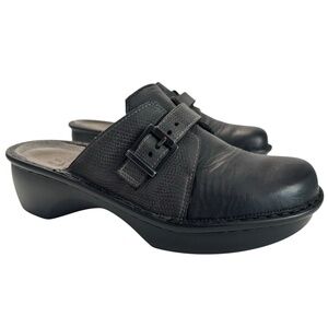 Naot Avignon Mules Clog Shoes Womens 36 US 5 Black Gray Leather Slip On Strap